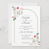Equestrian Pink Floral Wedding Invitation Kaart (Voorkant)