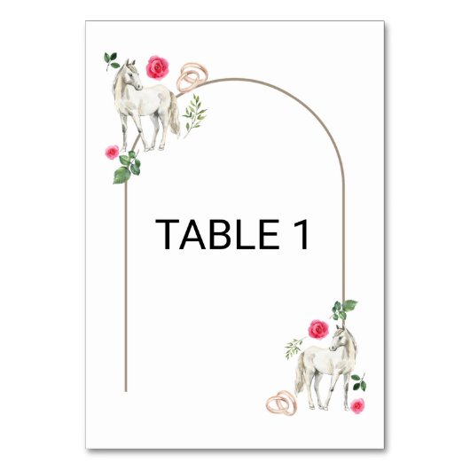 Equestrian Pink Floral Wedding Table Number Card Kaart (Voorkant)