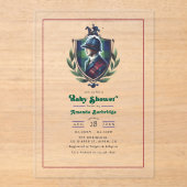 Equestrian Polo Crest Luxury Preppy Baby shower Acryl Uitnodigingen (Voorkant)