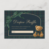 Equestrian Polo Plaid Teddy Bear Diaper Raffle Informatiekaartje (Voorkant)