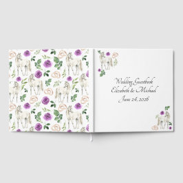 Equestrian Purple Floral Rustic Wedding Gastenboek