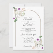 Equestrian Purple Floral Rustic Wedding Kaart (Voorkant)