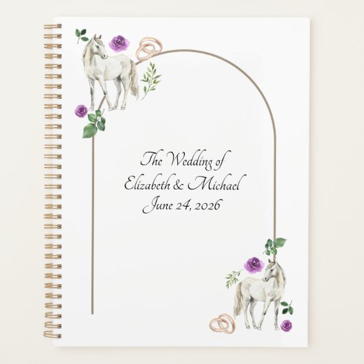 Equestrian Purple Floral Rustic Wedding Planner (Voorkant)
