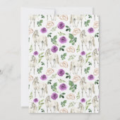 Equestrian Purple Floral Wedding Invitation Kaart (Achterkant)