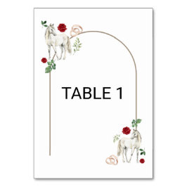 Equestrian Red Floral Rustic Wedding Kaart