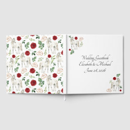 Equestrian Red Floral Wedding Guest Book Gastenboek