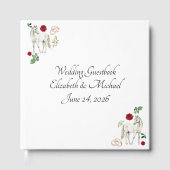 Equestrian Red Floral Wedding Guest Book Gastenboek (Voorkant)