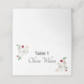 Equestrian Red Floral Wedding Place Card Plaatskaartje (Buitenkant ongevouwen)