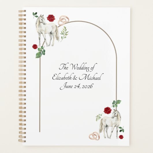 Equestrian Red Floral Wedding Planner (Voorkant)