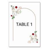 Equestrian Red Floral Wedding Table Number Card Kaart (Achterkant)