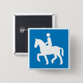 Equestrian Route Symbol Horse Riding Sign Vierkante Button 5,1 Cm (Voorkant /achterkant)