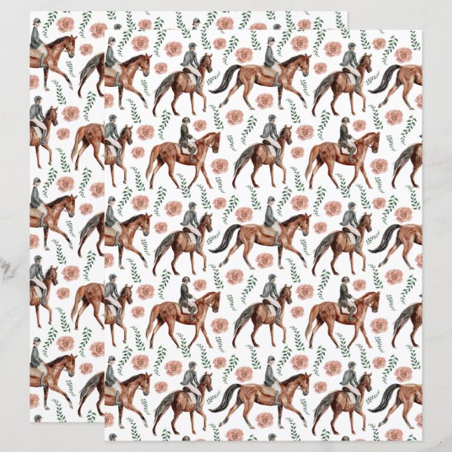 Equestrian Scrapbook Paper (Voorkant / Achterkant)