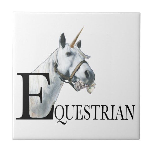 Equestrian side eye unicorn T-Shirt Tegeltje (Voorkant)