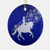 Equestrian Silver Snowflake over Royal Blue Keramisch Ornament (Links)