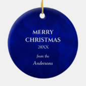 Equestrian Silver Snowflake over Royal Blue Keramisch Ornament (Achterkant)