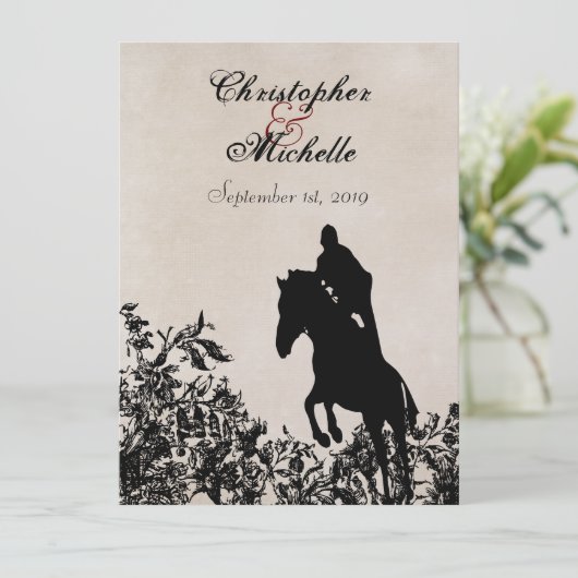 Equestrian  Style Horse Wedding Invitation Kaart (Staand voorkant)