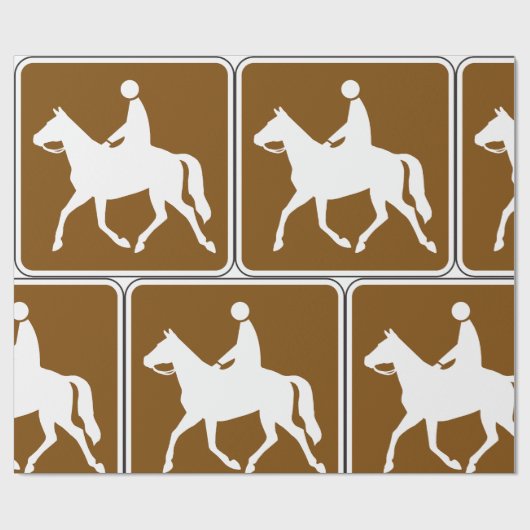 Equestrian Trail Riding Horse Silhouette Icon Cadeaupapier (Vlak)