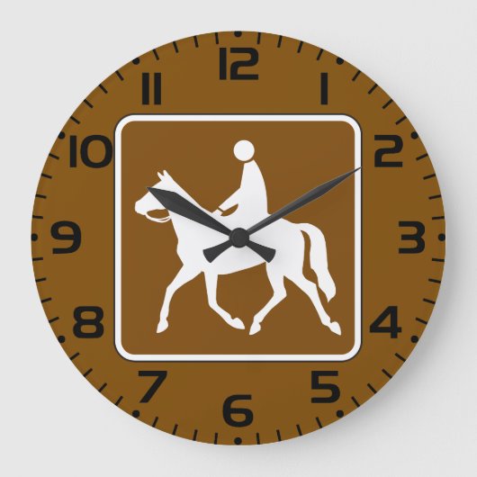 Equestrian Trail Riding Horse Silhouette Icon Grote Klok (Voorkant)