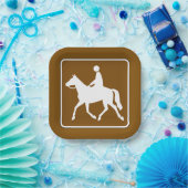 Equestrian Trail Riding Horse Silhouette Icon Papieren Bordje (Feest)