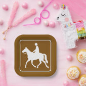 Equestrian Trail Riding Horse Silhouette Icon Papieren Bordje (Feest)
