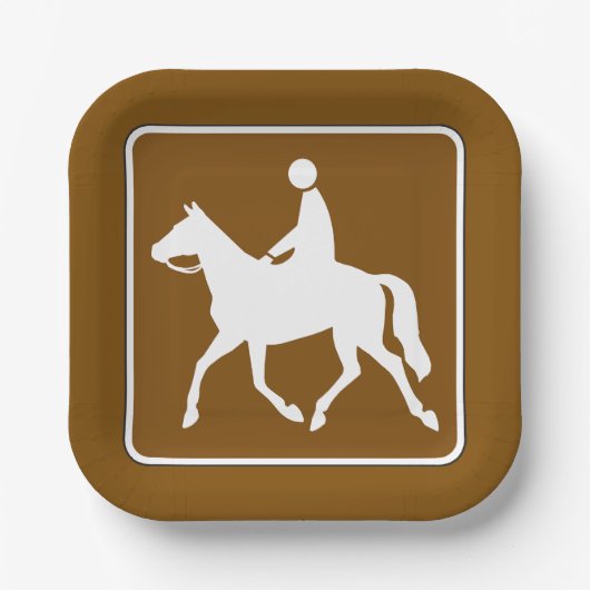 Equestrian Trail Riding Horse Silhouette Icon Papieren Bordje (Voorkant)