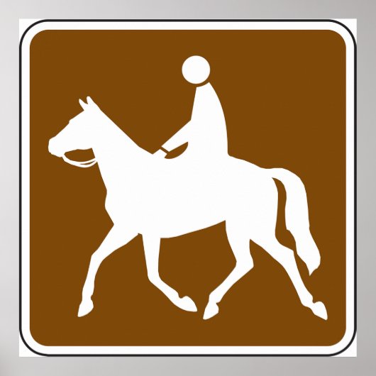 Equestrian Trail Riding Horse Silhouette Icon Poster (Voorkant)
