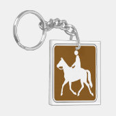 Equestrian Trail Riding Horse Silhouette Icon Sleutelhanger (Voorkant Links)