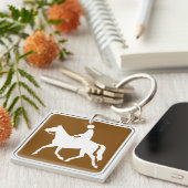 Equestrian Trail Riding Horse Silhouette Icon Sleutelhanger (Voorkant Rechts)