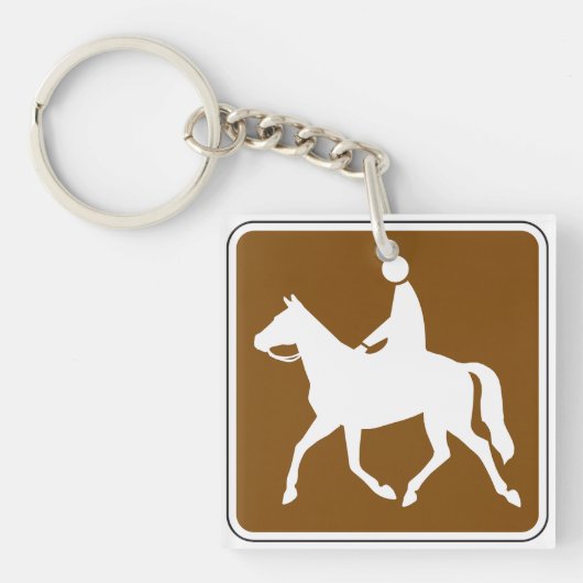 Equestrian Trail Riding Horse Silhouette Icon Sleutelhanger (Voorkant)
