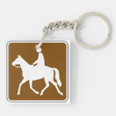 Equestrian Trail Riding Horse Silhouette Icon Sleutelhanger (Achterkant)