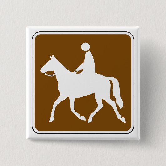 Equestrian Trail Riding Horse Silhouette Icon Vierkante Button 5,1 Cm (Voorkant)