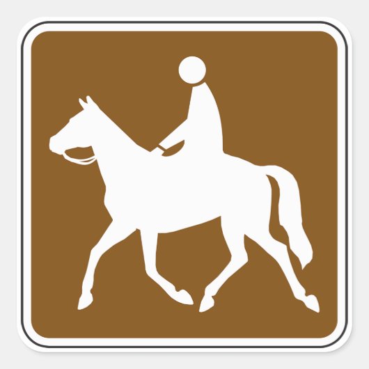 Equestrian Trail Riding Horse Silhouette Icon Vierkante Sticker (Voorkant)