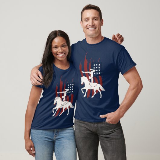 Equestrian Vaulating US Flag Horses I Vault T-shirt (Unisex)