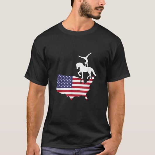 Equestrian Vaulting US Flag T Shirt (Voorkant)