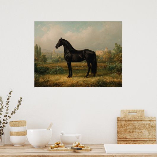 Equestrian Vintage Style Horse Landscape Poster (Keuken)