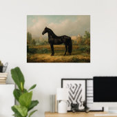 Equestrian Vintage Style Horse Landscape Poster (Thuiskantoor)