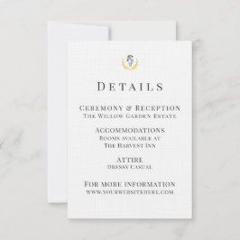 Equestrian Wedding Details Card with Horse Crest  RSVP Kaartje