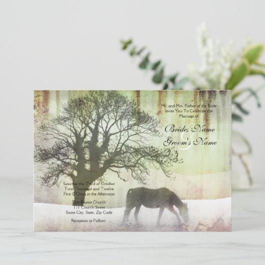 Equestrian Wedding Uitnodiging (Staand voorkant)