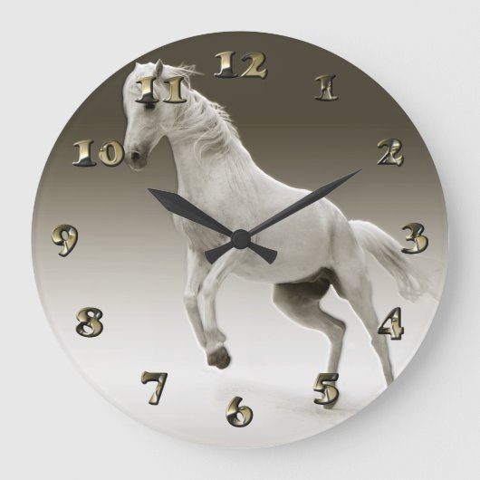 Equestrian White Mare Horse Grote Klok (Voorkant)