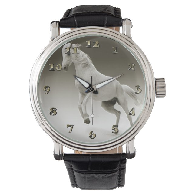 Equestrian White Mare Horse Horloge (Voorkant)