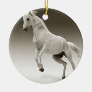 Equestrian White Mare Horse Keramisch Ornament