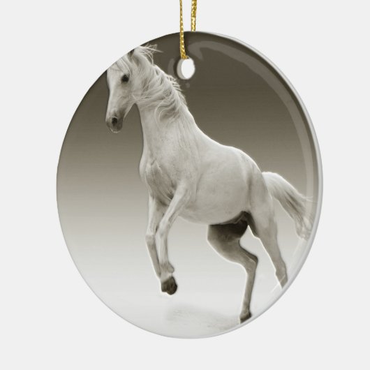 Equestrian White Mare Horse Keramisch Ornament (Links)