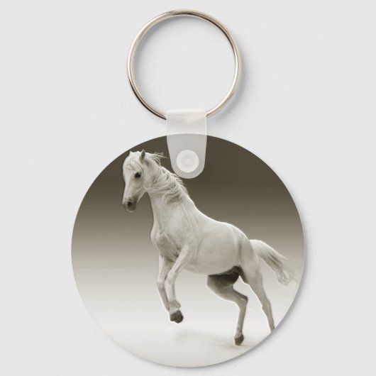 Equestrian White Mare Horse Sleutelhanger (Voorkant)