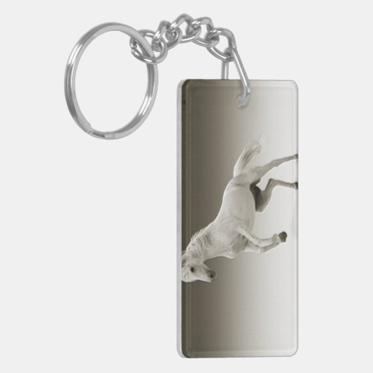 Equestrian White Mare Horse Sleutelhanger (Voorkant Links)