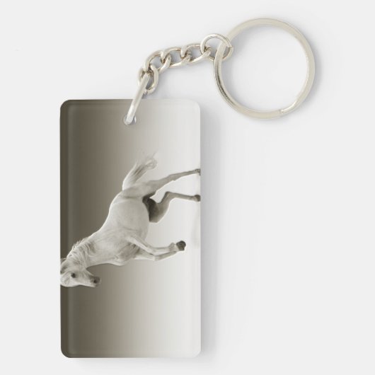 Equestrian White Mare Horse Sleutelhanger (achterkant)