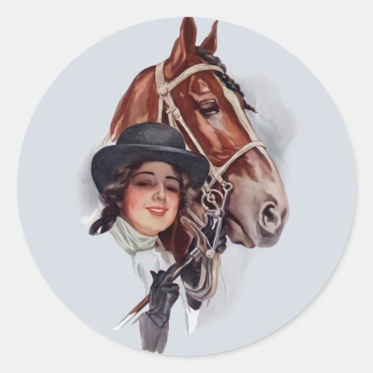 Equestrian Woman Ronde Sticker (Voorkant)