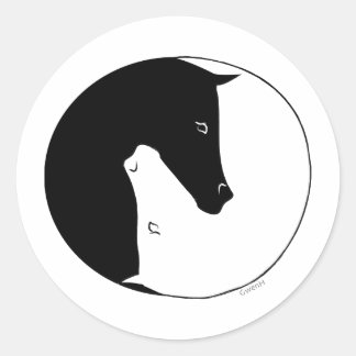 Equestrian Ying Yang Ronde Sticker