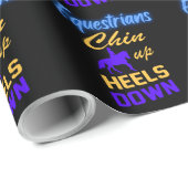 Equestriërs kantelen op blauw geel cadeaupapier (Rol Hoek)