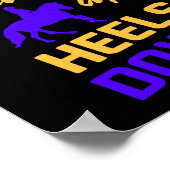 Equestriërs kantelen op blauw geel poster (Hoek)