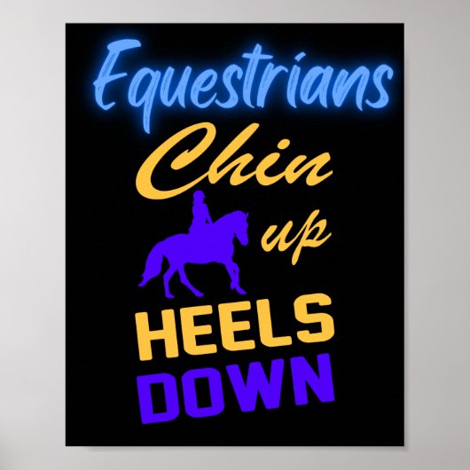 Equestriërs kantelen op blauw geel poster (Voorkant)